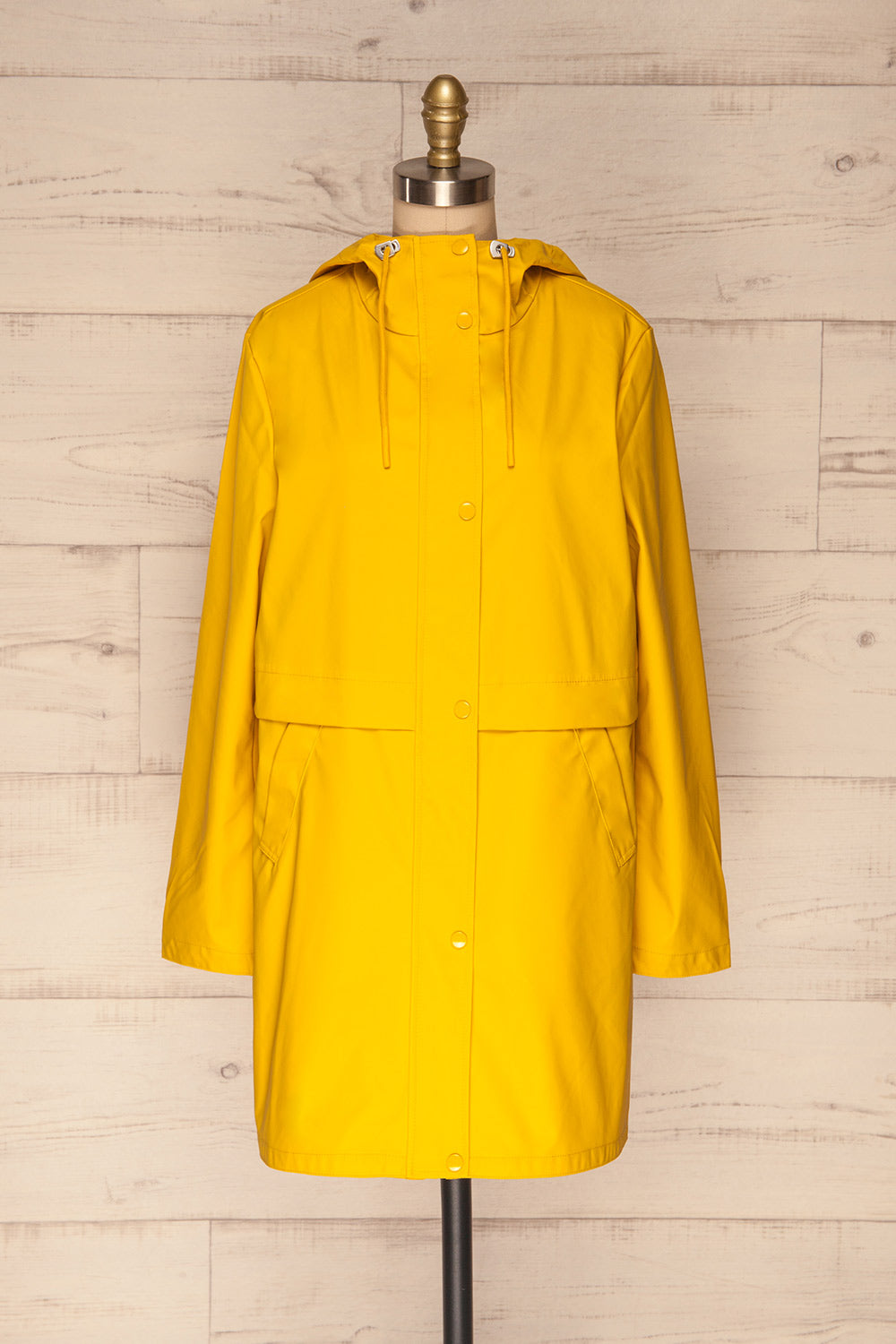 Oldham Yellow Matte Raincoat | La Petite Garçonne front view 