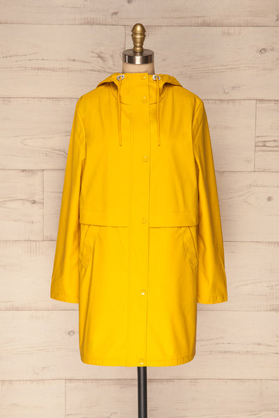 Oldham Yellow Matte Raincoat | La Petite Garçonne front view