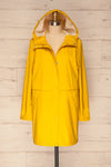 Oldham Yellow Matte Raincoat | La Petite Garçonne front view hood