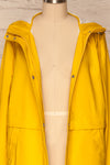 Oldham Yellow Matte Raincoat | La Petite Garçonne front close up open
