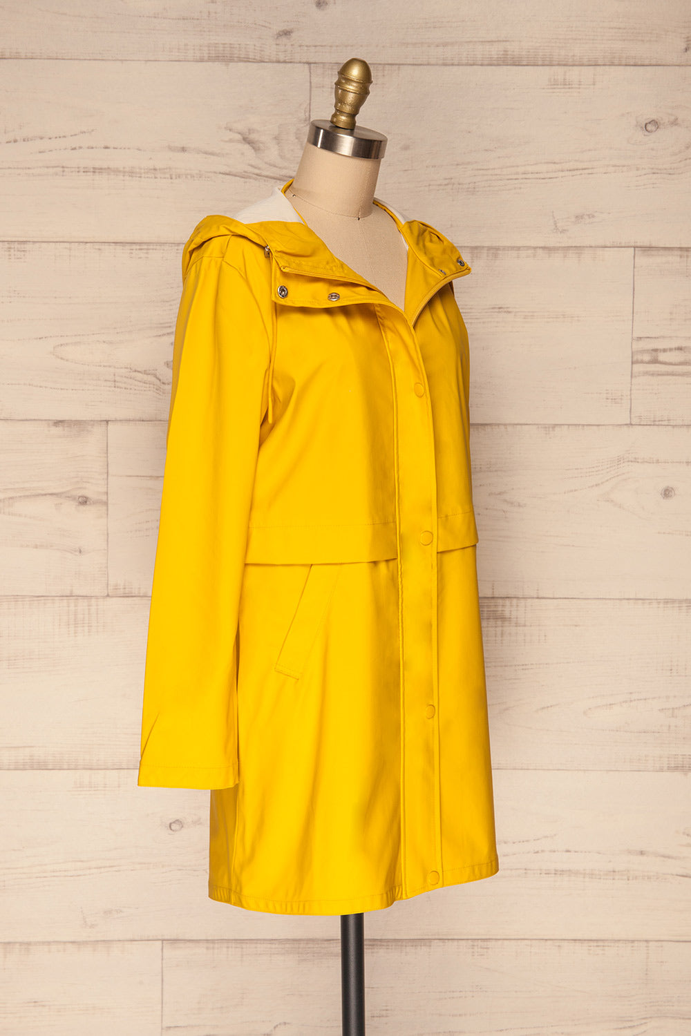 Oldham Yellow Matte Raincoat | La Petite Garçonne side view 