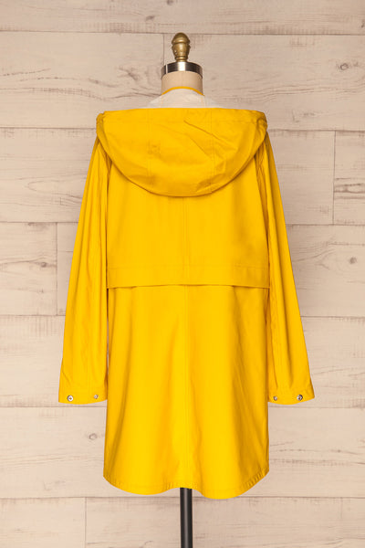 Oldham Yellow Matte Raincoat | La Petite Garçonne back view