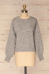 Oleksandra Grey Knit Sweater with Lace-Up Back | La Petite Garçonne front view