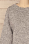 Oleksandra Grey Knit Sweater with Lace-Up Back | La Petite Garçonne front close-up