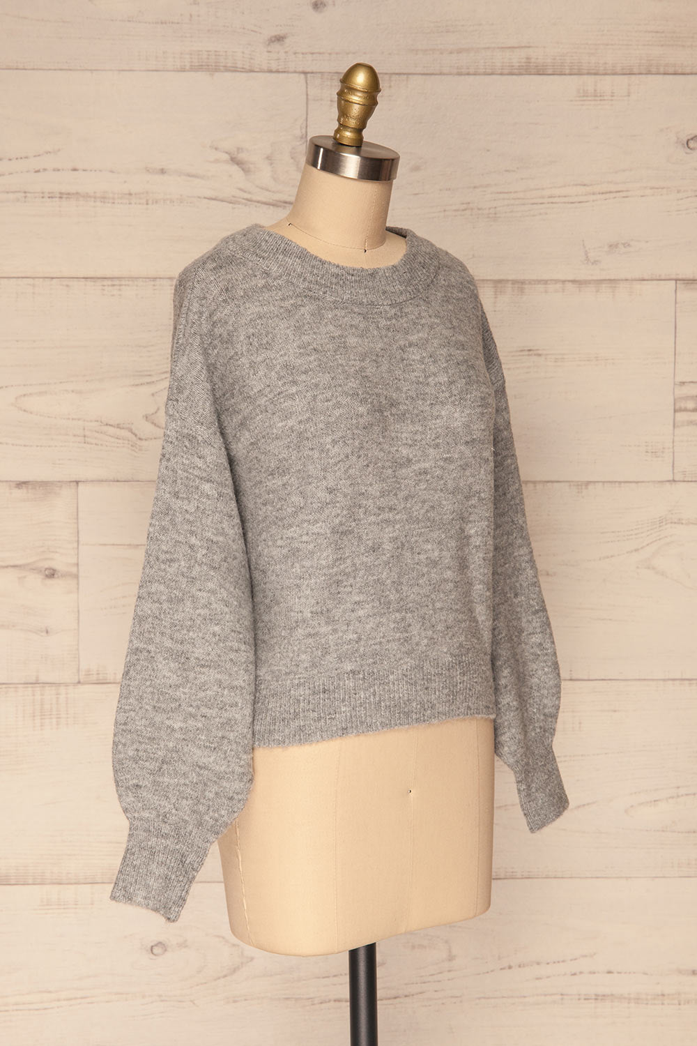 Oleksandra Grey Knit Sweater with Lace-Up Back | La Petite Garçonne side view 