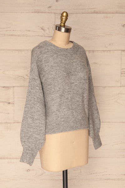 Oleksandra Grey Knit Sweater with Lace-Up Back | La Petite Garçonne side view