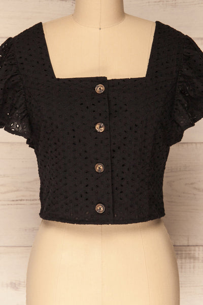 Olhao Black Lace Button-Up Crop Top | La Petite Garçonne 2