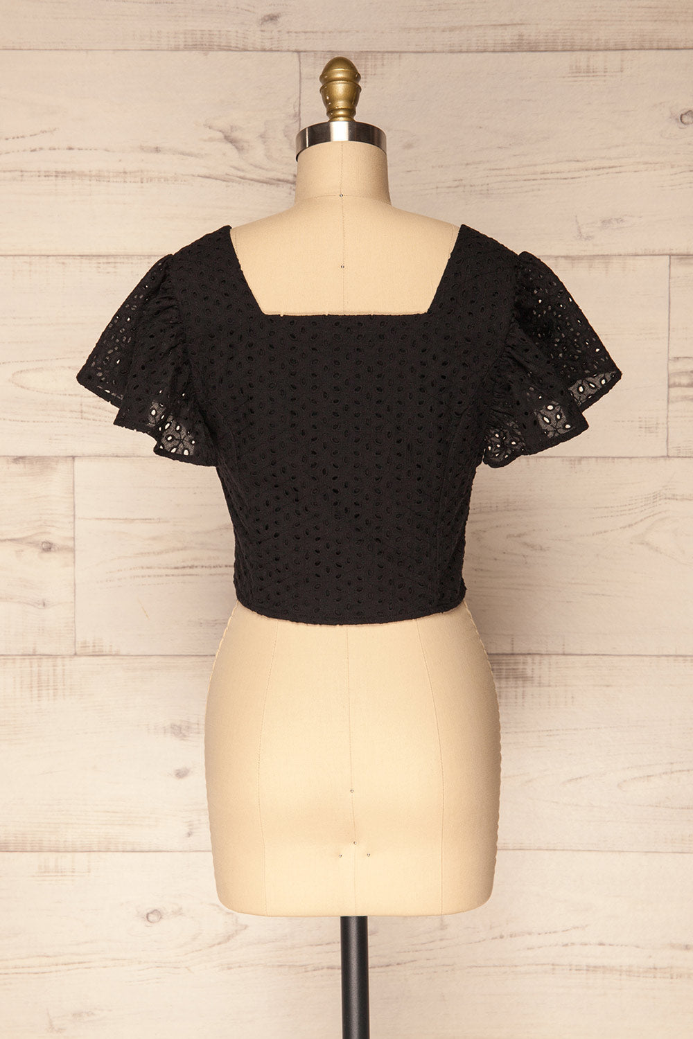 Olhao Black Lace Button-Up Crop Top | La Petite Garçonne 5