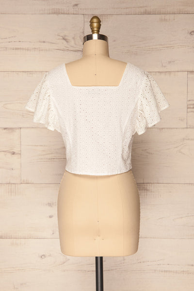Olhao White Lace Button-Up Crop Top | La Petite Garçonne 5