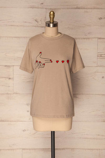 Olmen Sand Beige Embroidered T-Shirt | La Petite Garçonne 1