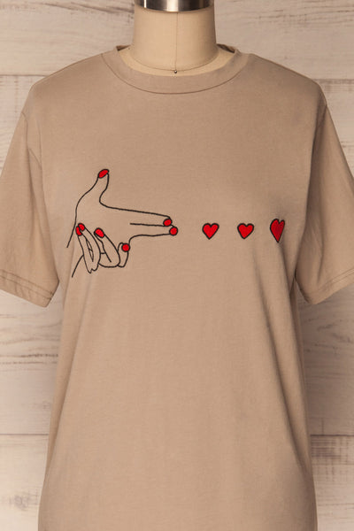 Olmen Sand Beige Embroidered T-Shirt | La Petite Garçonne 2