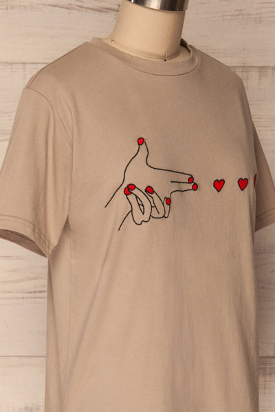 Olmen Sand Beige Embroidered T-Shirt | La Petite Garçonne 4