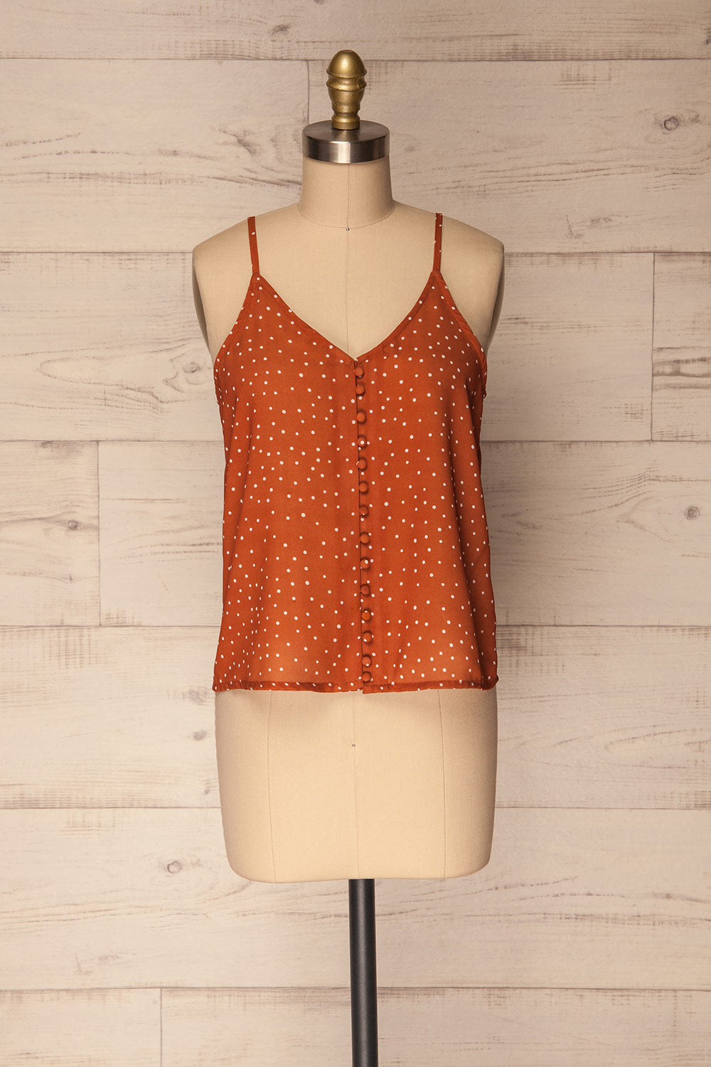 Olocau Orange & White Polkadot Button-Up Camisole | La Petite Garçonne 1