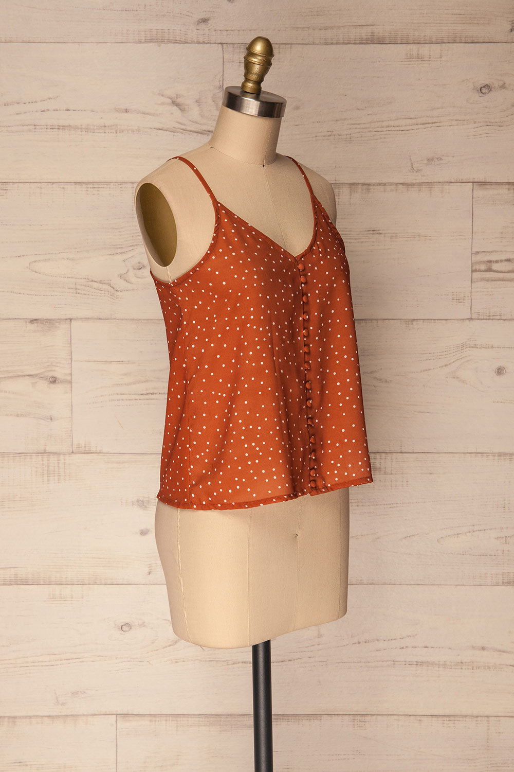 Olocau Orange & White Polkadot Button-Up Camisole | La Petite Garçonne 3