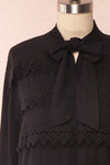 Olympa Black Blouse | Chemisier Noir front close up | Boutique 1861