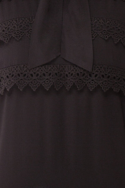Olympa Black Blouse | Chemisier Noir fabric detail | Boutique 1861