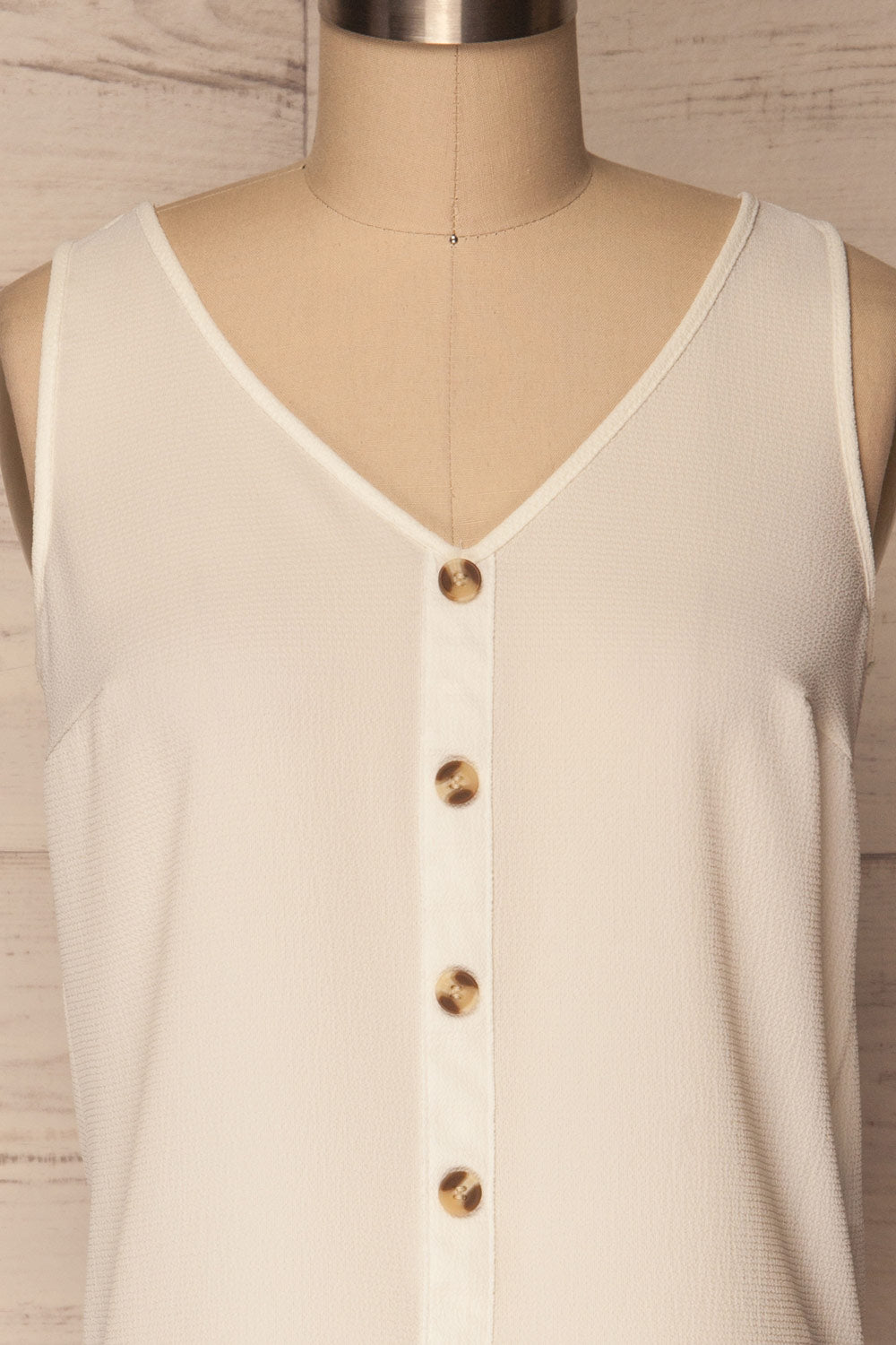 Ongina White Crepe Button-Up Camisole | La Petite Garçonne 2