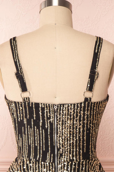 Ophelie Noir Black Party Dress | Robe Noire back close up | Boutique 1861