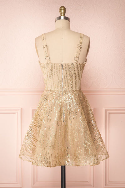 Ophelie Or Gold Party Dress | Robe Dorée back view | Boutique 1861