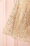 Ophelie Or Gold Party Dress | Robe Dorée skirt close up | Boutique 1861