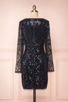 Opuhi Navy Blue Sequin Fitted Party Dress | Boutique 1861 back view