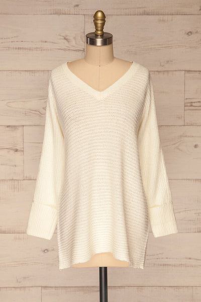 Oradea White Knit Sweater | Tricot | La Petite Garçonne front view