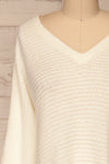 Oradea White Knit Sweater | Tricot | La Petite Garçonne front close-up