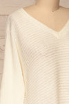 Oradea White Knit Sweater | Tricot | La Petite Garçonne side close-up
