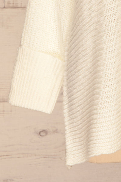 Oradea White Knit Sweater | Tricot | La Petite Garçonne bottom close-up
