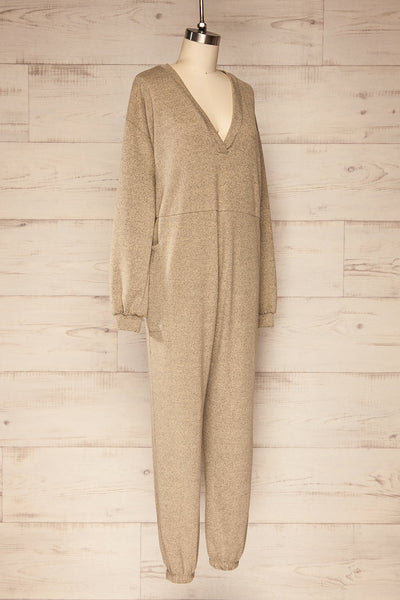 Ordino Beige One-Piece V-Neck Pyjama | La petite garçonne side view