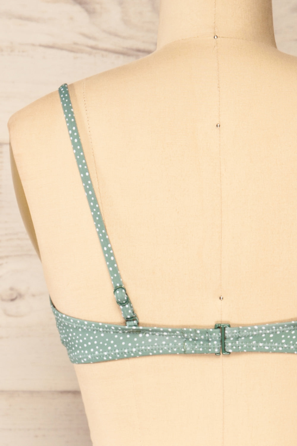 Orel Green Polka Dot Bikini Top w/ Underwire | La petite garçonne back close-up