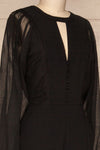 Orestiada Black Jumpsuit with Long Puff Sleeves | La Petite Garçonne side close-up