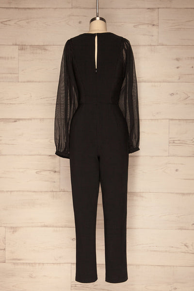 Orestiada Black Jumpsuit with Long Puff Sleeves | La Petite Garçonne back view