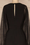 Orestiada Black Jumpsuit with Long Puff Sleeves | La Petite Garçonne back close-up