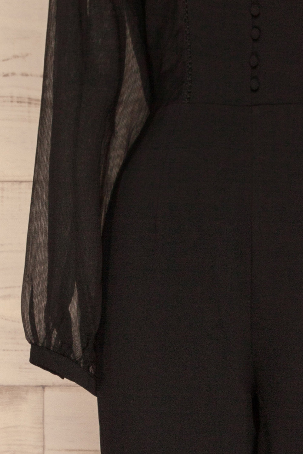 Orestiada Black Jumpsuit with Long Puff Sleeves | La Petite Garçonne sleeve close-up