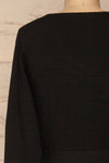 Oria Black Faux-Wrap Short Knit Dress | La petite garçonne back close-up