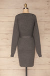 Oria Grey Faux-Wrap Short Knit Dress | La petite garçonne back view