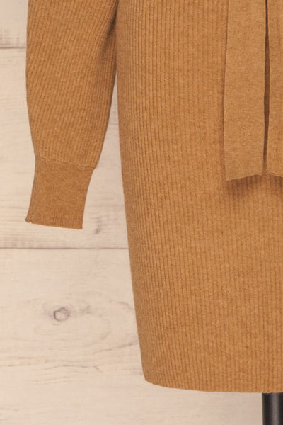 Oria Taupe Faux-Wrap Short Knit Dress | La petite garçonne bottom