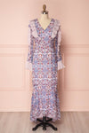 Orieta Lilac Pink Floral & Frills Maxi Dress | Boutique 1861