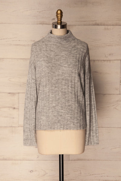 Ormos Grey Ribbed Knit Sweater | La Petite Garçonne 1