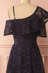 Ornora Navy Blue Floral Cut-Outs A-Line Dress | Boutique 1861