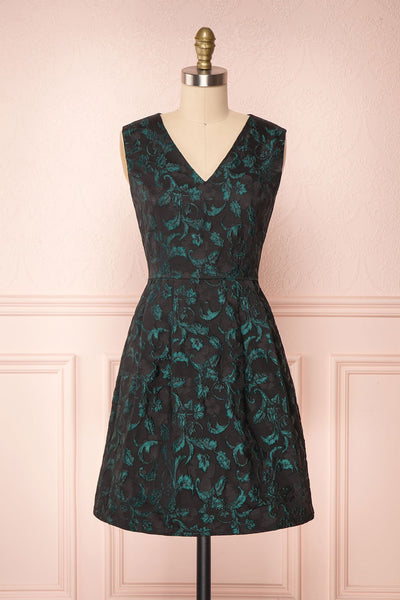 Orynko Black Cocktail Dress with Green Embroidery | Boutique 1861