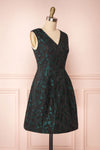Orynko Black Cocktail Dress with Green Embroidery | Boutique 1861 side view