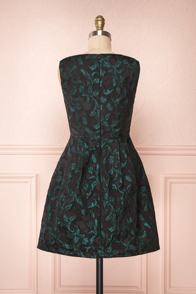 Orynko Black Cocktail Dress with Green Embroidery | Boutique 1861 back view
