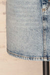 Orzysz Washed light Blue Denim Mini Skirt | La petite garçonne bottom close-up
