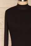 Ossora Black Long Sleeved Crop Top w/ Mesh front close up | La Petite Garçonne