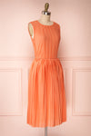 Ostra Petal Coral Pleated Midi Dress | Boutique 1861 side view