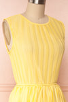 Ostra Sun Yellow Pleated Midi Dress | Boutique 1861 side close up