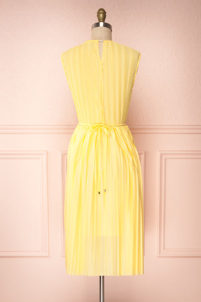 Ostra Sun Yellow Pleated Midi Dress | Boutique 1861 back view