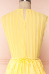 Ostra Sun Yellow Pleated Midi Dress | Boutique 1861 back close up